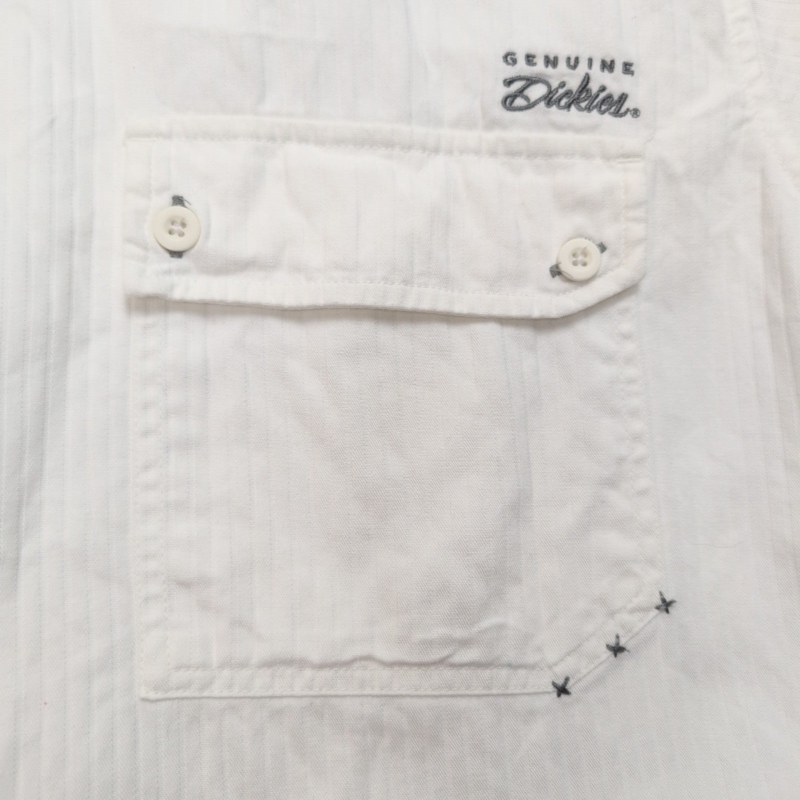 Chemise Dickies 3XL Blanche Rayures Gaufrées 100% Coton Manches Courtes