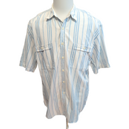 Chemise Dockers Blanche Rayures Manches Courtes Coton 2 Poches Taille L