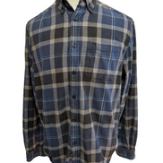Chemise Flanelle Eddie Bauer L Bleu Gris Carreaux Bûcheron |287S