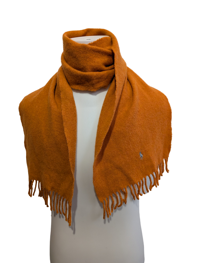 Écharpe Polo Ralph Lauren Orange 100% Laine d'Agneau Italie Argent