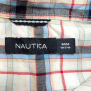 Chemise Nautica M Carreaux Bleu Gris Rouge Coton Manches Courtes