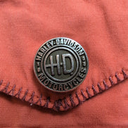 Chemise Harley Davidson Femme XL Orange Boutons Pression Logo Dos