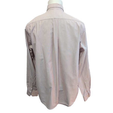 Chemise L.L. Bean à Rayures Bordeaux 100% Coton du Pérou - Taille M/L