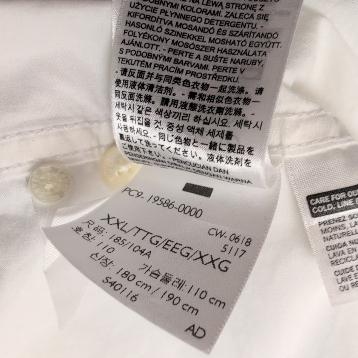 Levi's Chemise Blanche Manches Longues Coton Homme Taille XXL