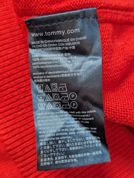 Pull TOMMY HILFIGER Bleu Marine Logo Géant Relief Taille M Coton Homme