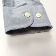 Chemise BURBERRY L Bleu Oxford Logo Rouge 100% Coton Manches Longues