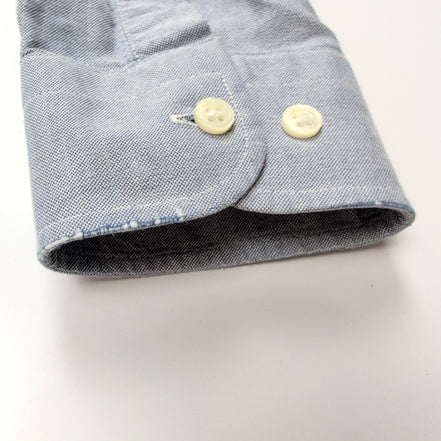 Chemise BURBERRY L Bleu Oxford Logo Rouge 100% Coton Manches Longues