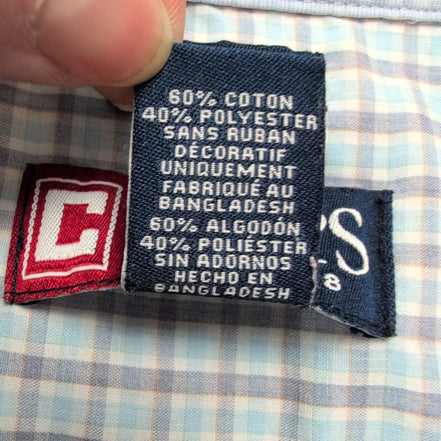 Chemise Chaps modèle Easy Care bleu petits carreaux poche manches courtes M