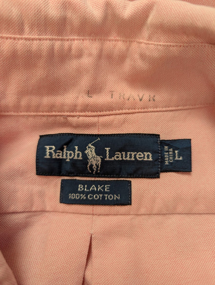Chemise Ralph Lauren rose uni logo marron taille L #2507
