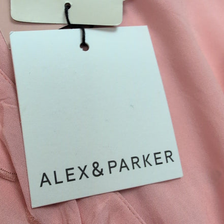 Blouse Alex & Parker Femme M Rose Saumon Papillons Dorés Cache-Cœur Neuve