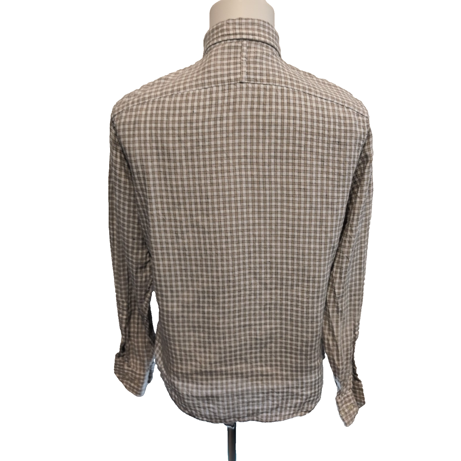 Chemise Banana Republic S Marron Blanc Carreaux 100% Lin Standard Fit