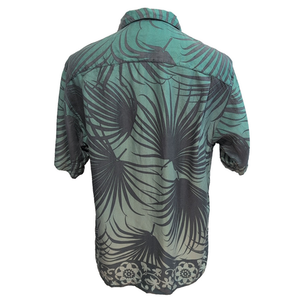 Chemise Hawaïenne Tommy Bahama S 100% Soie Vert Feuillage Boutons Bois