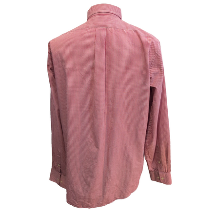 Chemise Chaps Rouge à Petits Carreaux 100% Coton Manches Longues - Taille L/XL