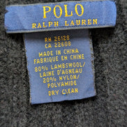 Écharpe Polo Ralph Lauren Côtelée Noire Logo Rouge 80% Laine d'Agneau Vintage