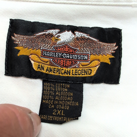 Chemise Harley Davidson Taille 2XL Blanche 100% Coton Boutons Pression