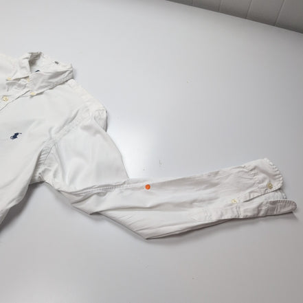 Chemise Polo Ralph Lauren Taille M Custom Fit Blanche Coton Logo Bleu Marine
