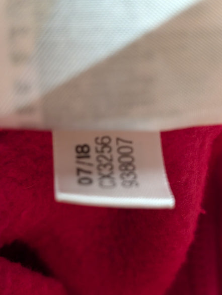➜ Sweat à Capuche Adidas Rouge Logo Blanc - Taille L (Ajusté)