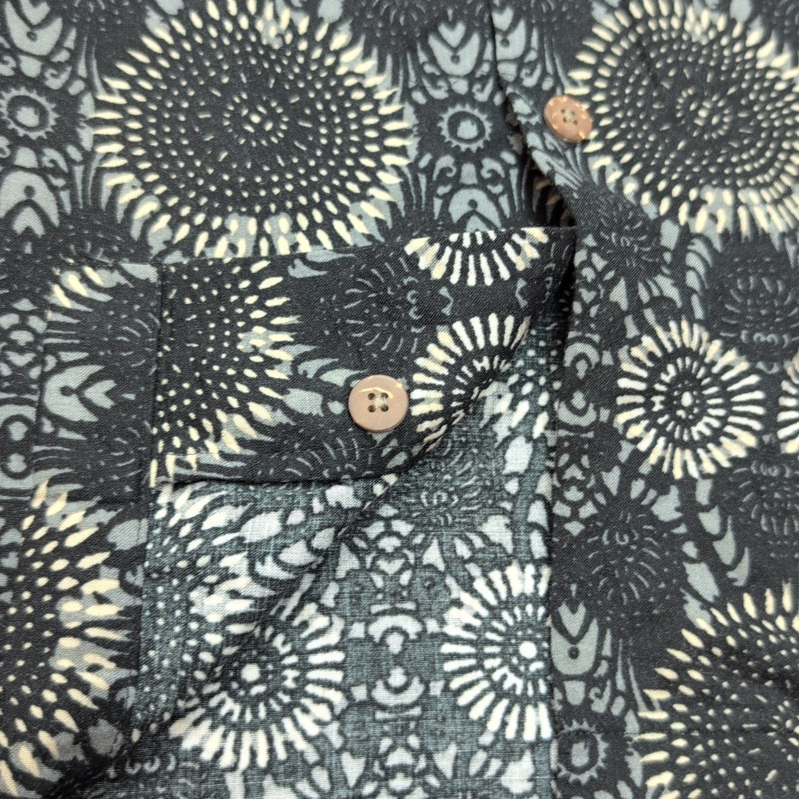 Chemise hawaïenne Ocean Pacific XL noire géométrique 100% rayonne