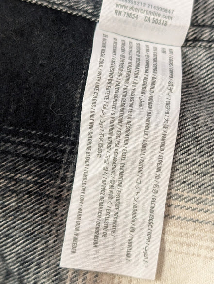 Chemise Flanelle HOLLISTER Homme L Noire Crème Carreaux Ajustée |284S