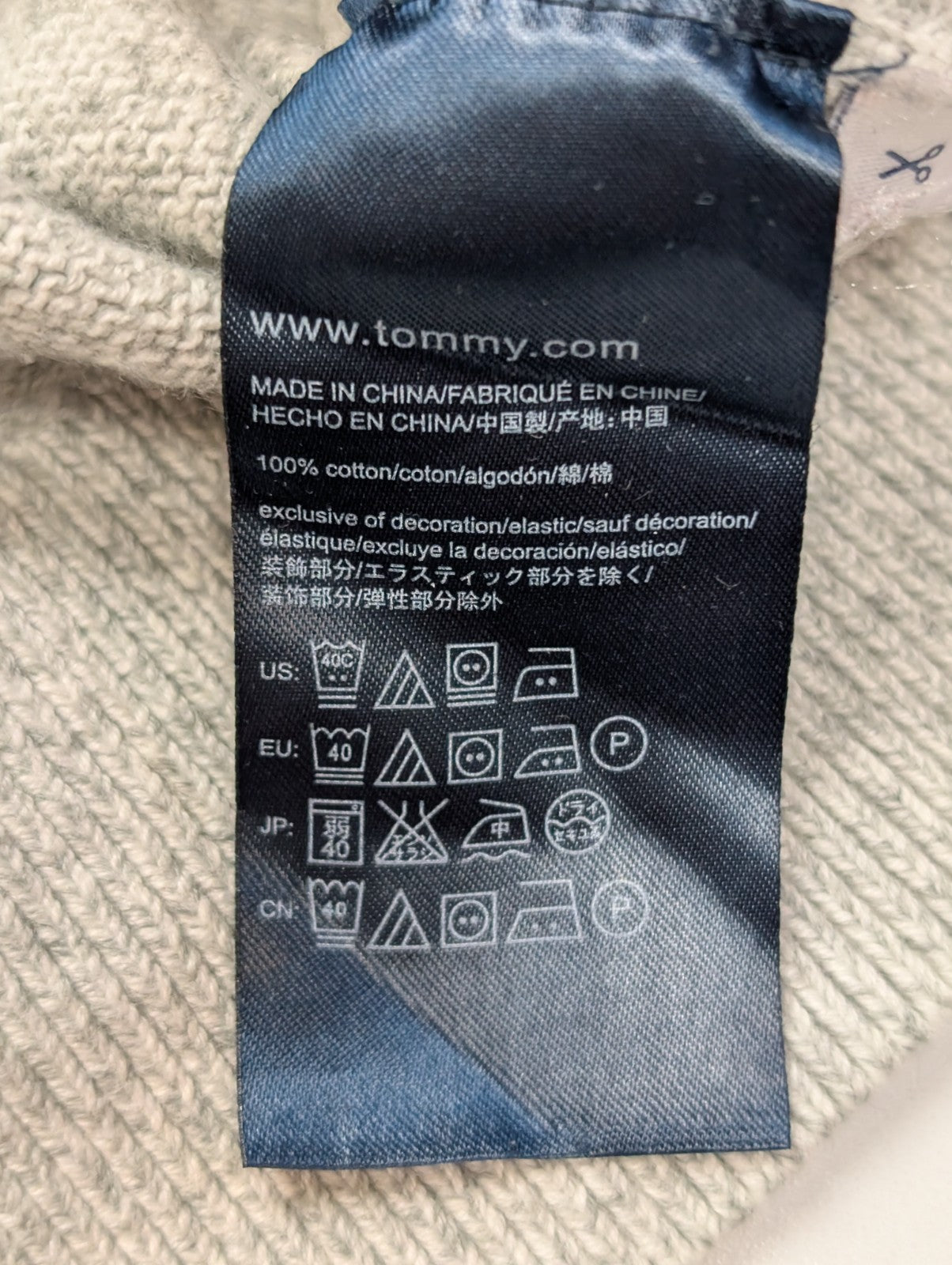 Pull TOMMY HILFIGER Homme Gris Moucheté 100% Coton Taille L Excellent État