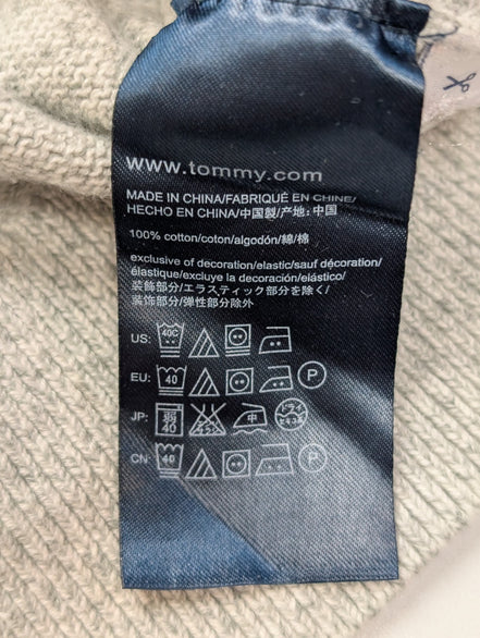 Pull TOMMY HILFIGER Homme Gris Moucheté 100% Coton Taille L Excellent État