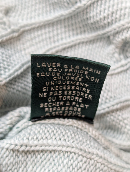 Pull Ralph Lauren femme (Lauren) Vert Pâle Col V 95% Soie Chevrons Taille S