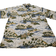 Chemise hawaïenne viscose et coton manches îles et palmiers courtes taille XL