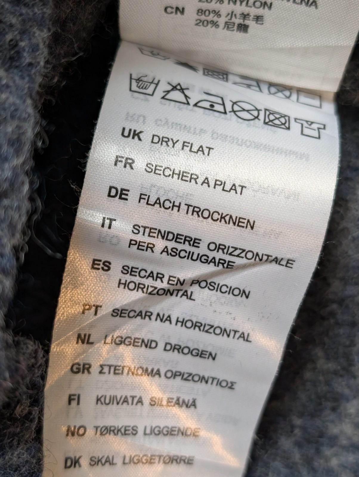 Pull Carhartt Col Rond Laine Épaisse Bleu Gris Vintage Femme Taille S