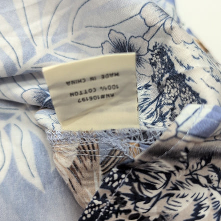 Chemise hawaïenne High Surf L bleu clair feuillage 100% coton manches courtes