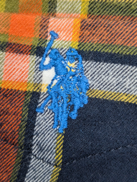 Chemise Flanelle Stretch US POLO ASSN S Coton Tartan Bleu Vert Casual |280S