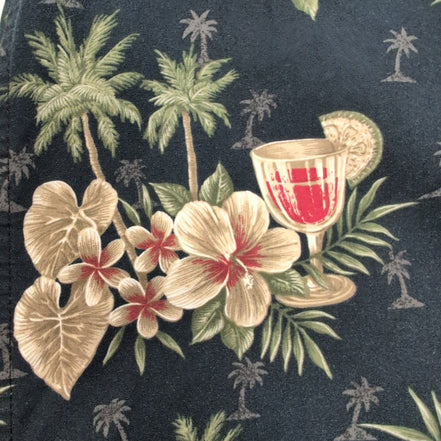 Chemise hawaïenne Pierre Cardin taille L bleu nuit cocktail 100% coton