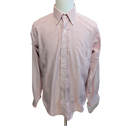 Chemise Olivier Hunt XL Made in USA Rayures Rouge Poche Coton manches longues