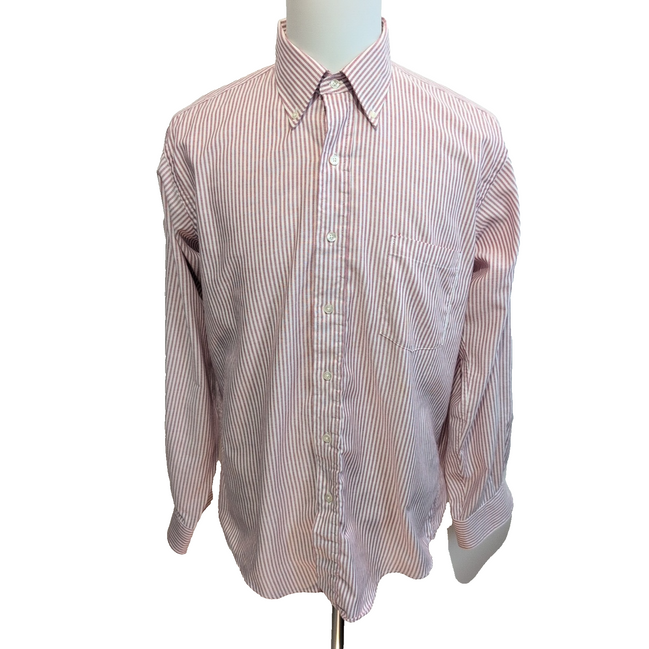 Chemise Olivier Hunt XL Made in USA Rayures Rouge Poche Coton manches longues