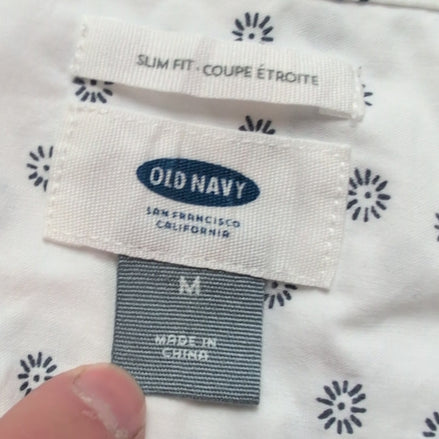 Chemise Old Navy blanche motifs marguerites manches courtes taille M homme