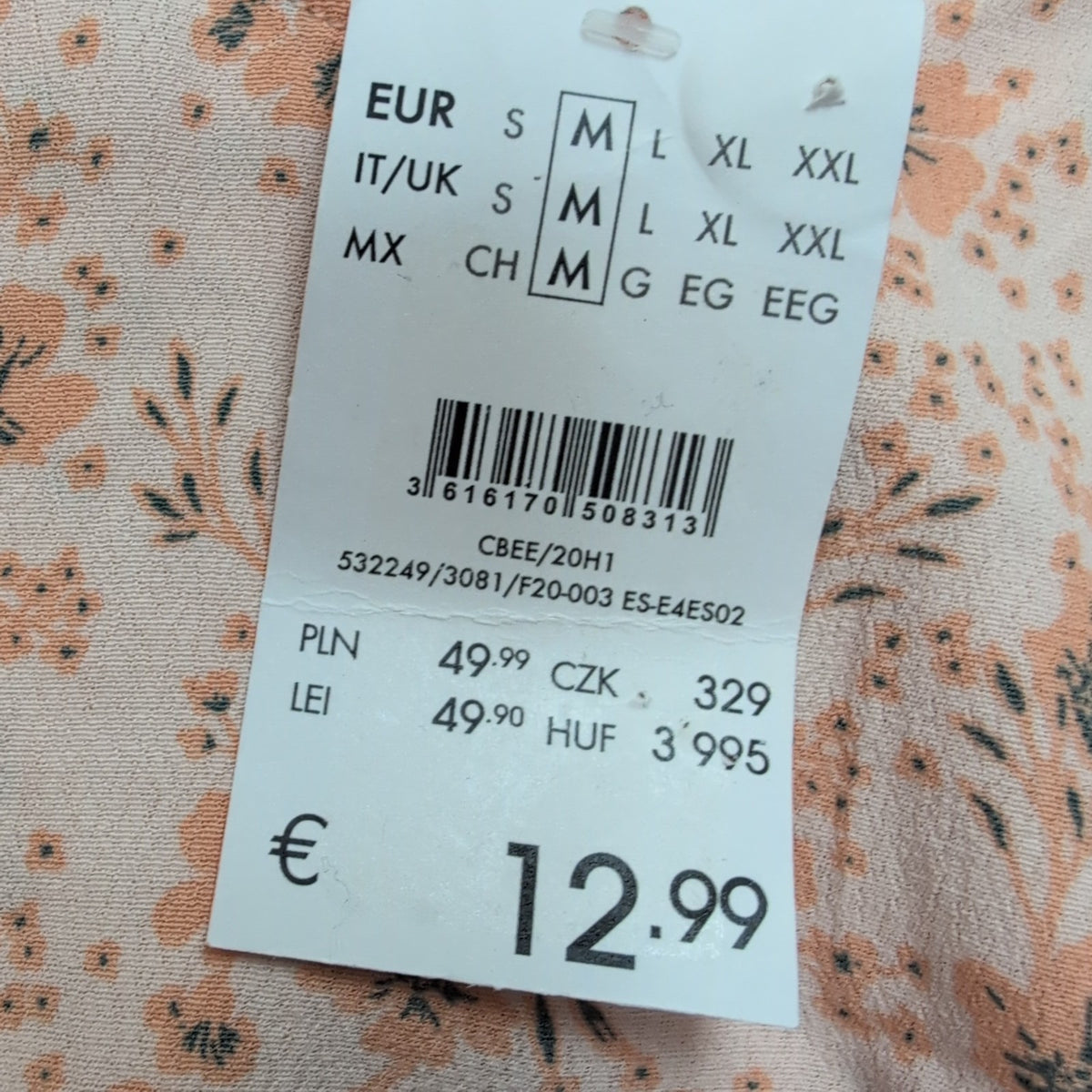 Haut Camaïeu Femme M Saumon Fleuri 100% Viscose Neuf