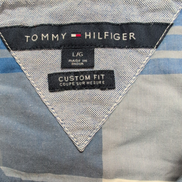 Chemise Tommy Hilfiger Manches Courtes Bleu Blanc Gris à Carreaux Taille L