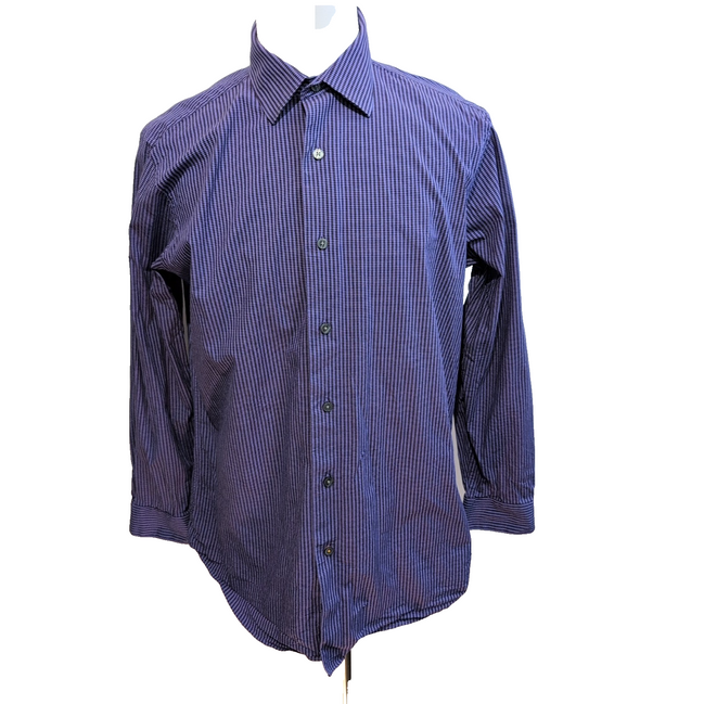 Chemise Apt. 9 L Slim Fit Stretch Violet Noir Carreaux Manches Longues