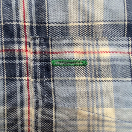 Chemise Tommy Hilfiger Manches Courtes Bleue à Carreaux Coton Logo Brodé T.L