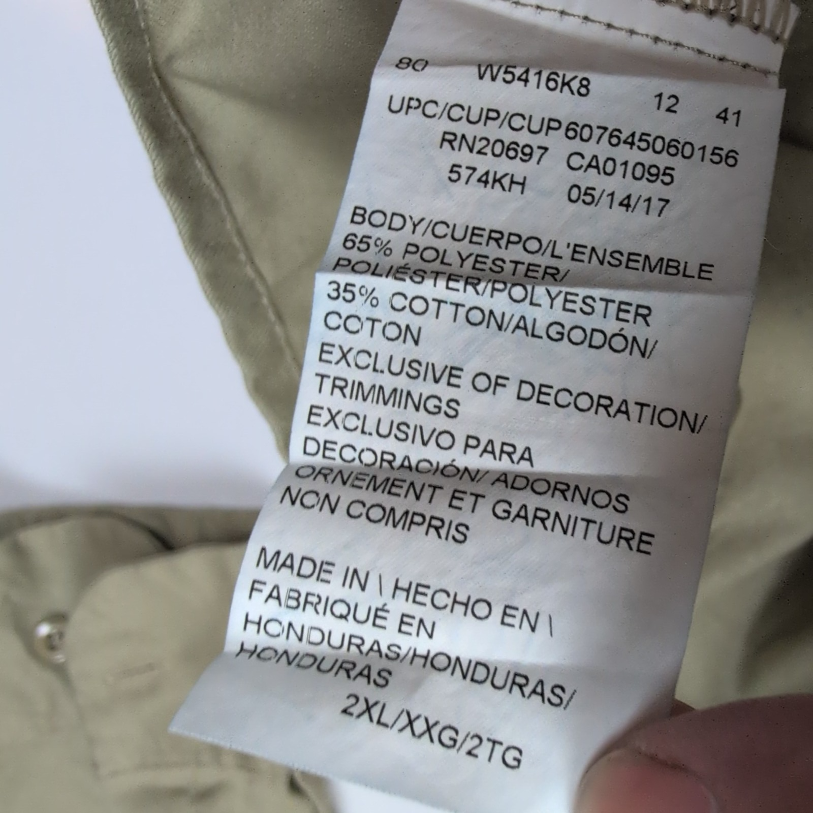 Chemise Dickies 2XL Beige Workwear Made in Honduras Poche Stylo Logo JAY DEE