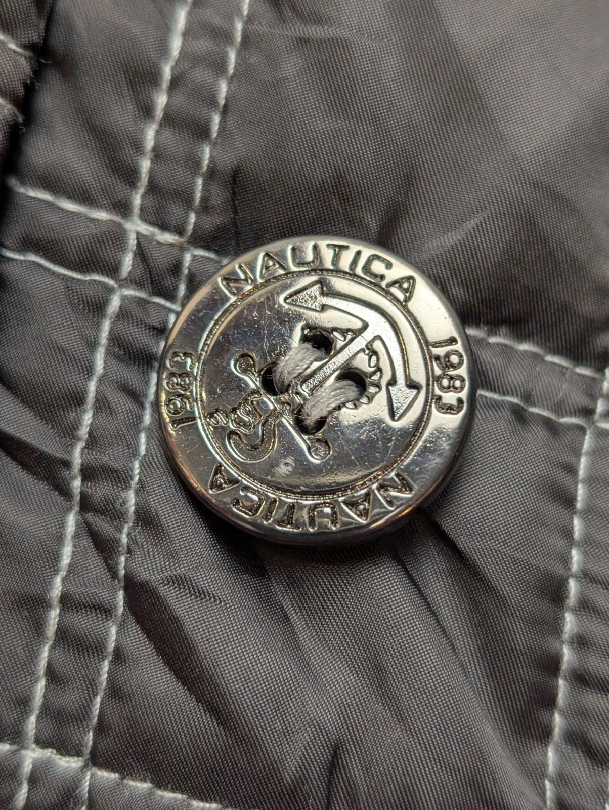 NAUTICA Veste Femme Matelassée S Gris Foncé Boutonnée Hiver Mi-Saison |323BSR