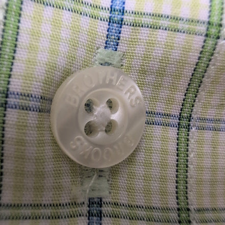 Chemise Brooks Brothers L Vert Bleu Carreaux 100% Coton manches longues