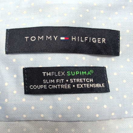 Chemise Tommy Hilfiger Homme M Slim Fit THFLEX Supima Bleu Micro Point
