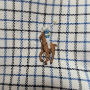 Chemise Ralph Lauren Classic Fit L Blanche Carreaux Bleu Noir Coton