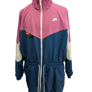 NIKE Veste Long Coupe-Vent Femme XL Rose Bleu Blanc Vintage Neuf | 322BSR