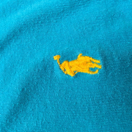 T-shirt Polo Ralph Lauren M Classic Fit Bleu Ciel Logo Jaune 100% Coton