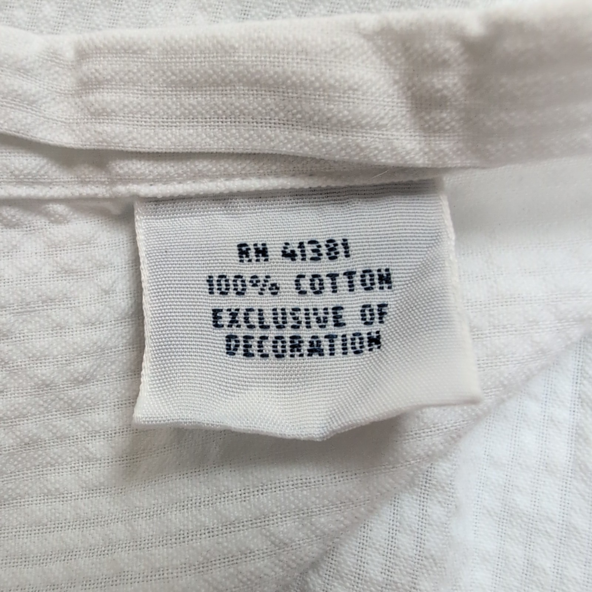 Chemise Ralph Lauren 3XLT 4XL Blanche Rayures Gaufrées Manches Courtes