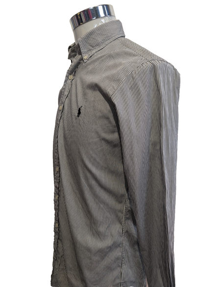 Chemise Polo Ralph Lauren Shirt S Slim Fit Stretch Rayures Noir Button Down