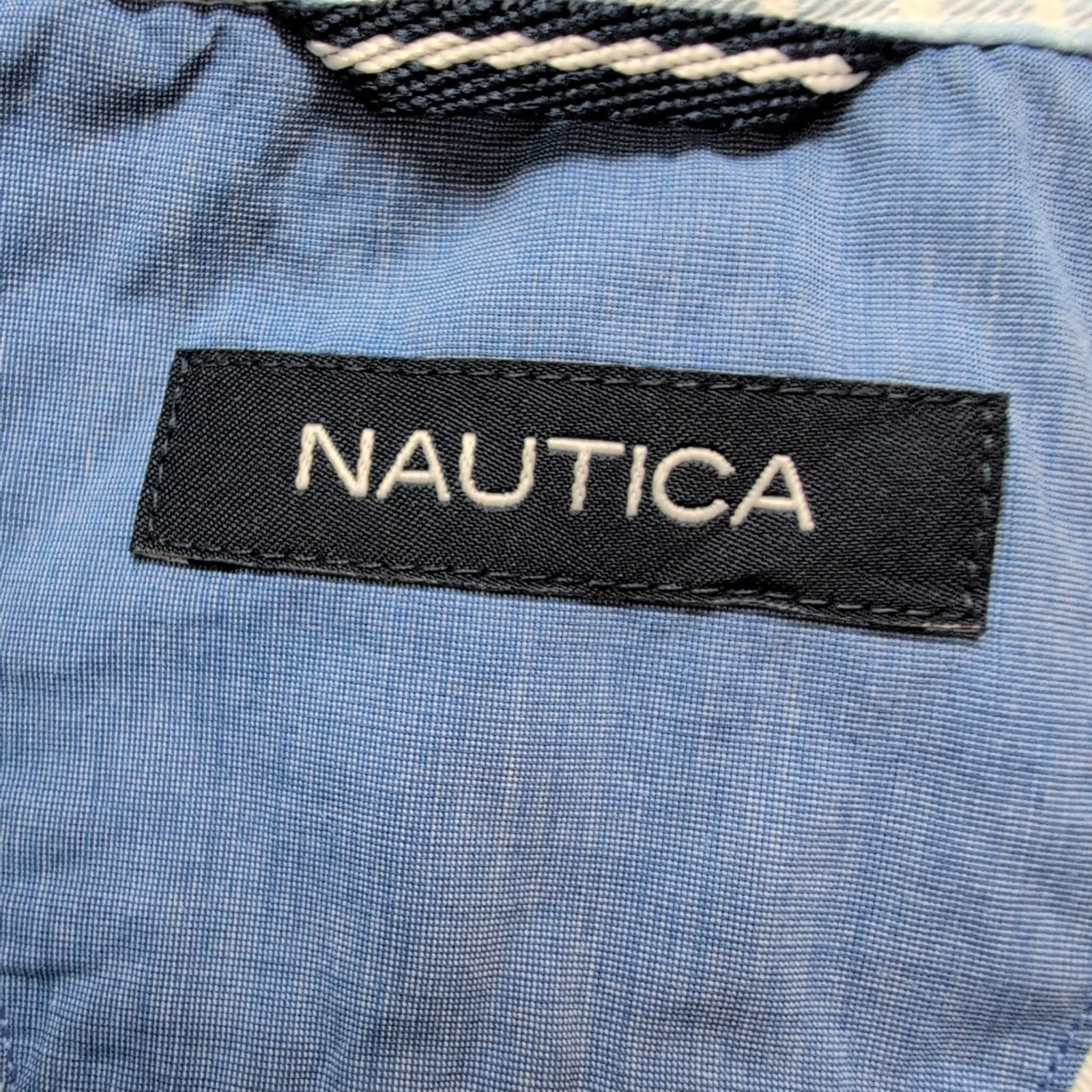 Chemise Nautica bleu ciel petits carreaux manches longues 1 poche M