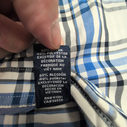 Chemise CHAPS blanche bleue noire à carreaux taille S #73e