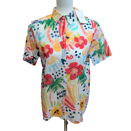 Chemise Hawaïenne Femme Musy Muse Paris S Neuve Étiquette Coton Lin
